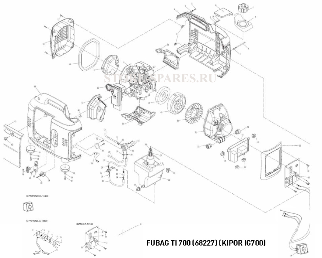 Нажмите чтобы посмотреть схему электростанции FUBAG TI 700 (68 227) (KIPOR IG700)