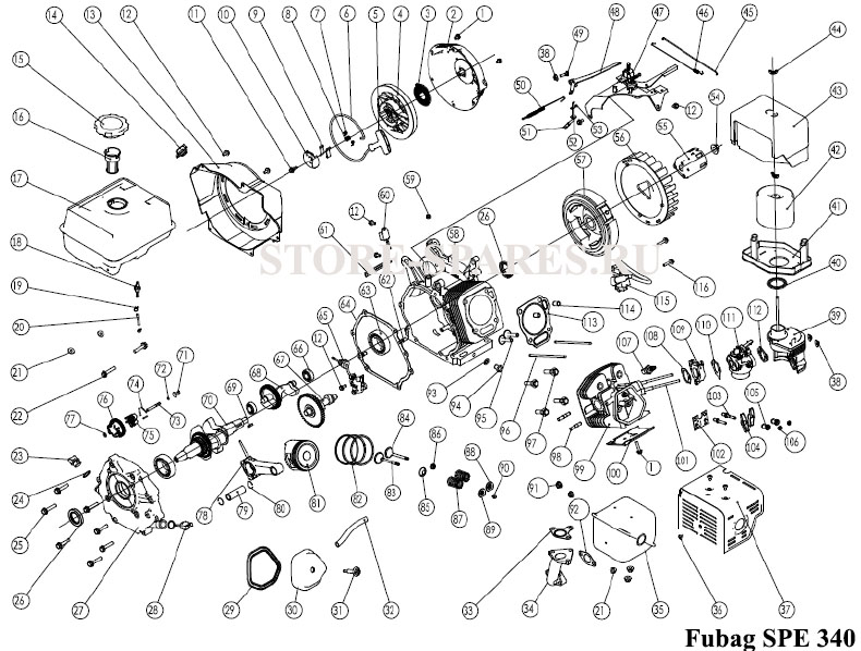 Нажмите чтобы посмотреть схему двигателя Fubag SPE 340