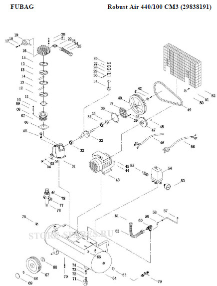 Нажмите чтобы посмотреть схему компрессора FUBAG ROBUST AIR 440/100 CM3 29838191