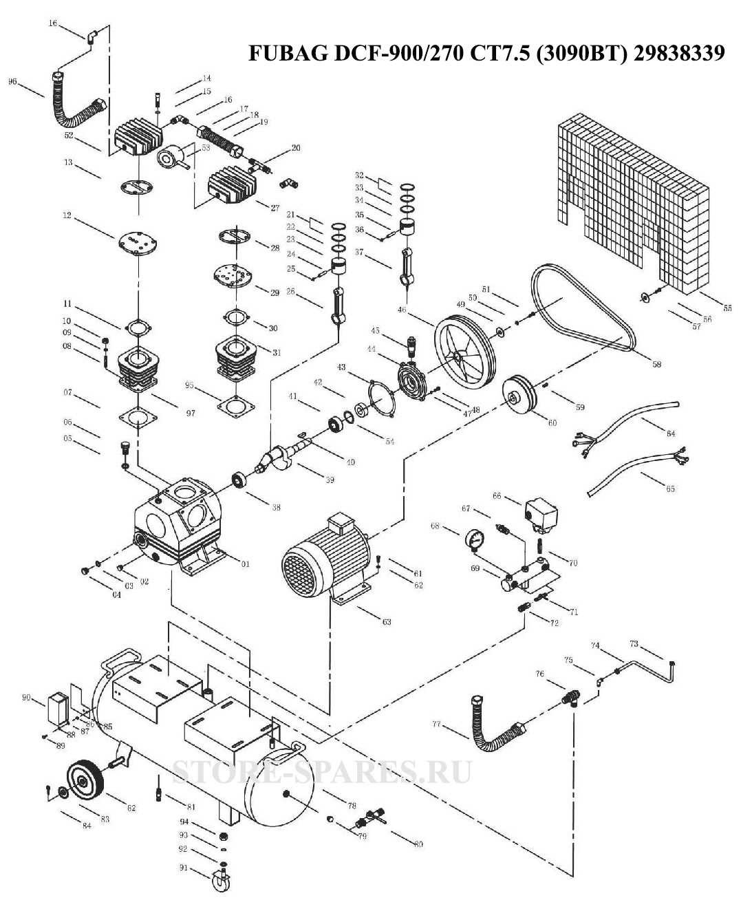 Нажмите чтобы посмотреть схему компрессора FUBAG DCF-900/270 CT7.5 (3090BT) 29838339