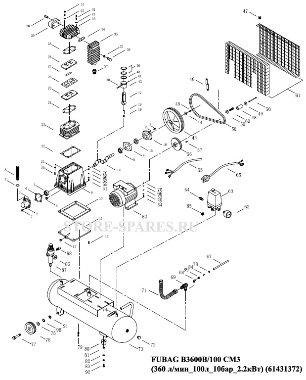Нажмите чтобы посмотреть схему компрессора Fubag B3600B/100 CM3 (61431372)