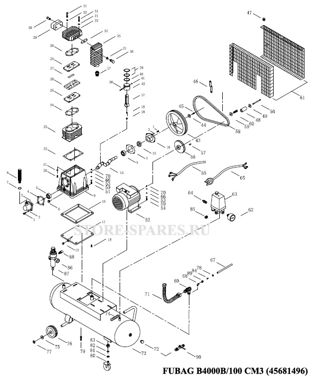 Нажмите чтобы посмотреть схему компрессора Fubag B4000B 100 СМ3 45681496
