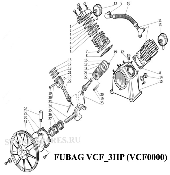 Нажмите чтобы посмотреть схему компрессора FUBAG VCF_3HP (VCF0000)