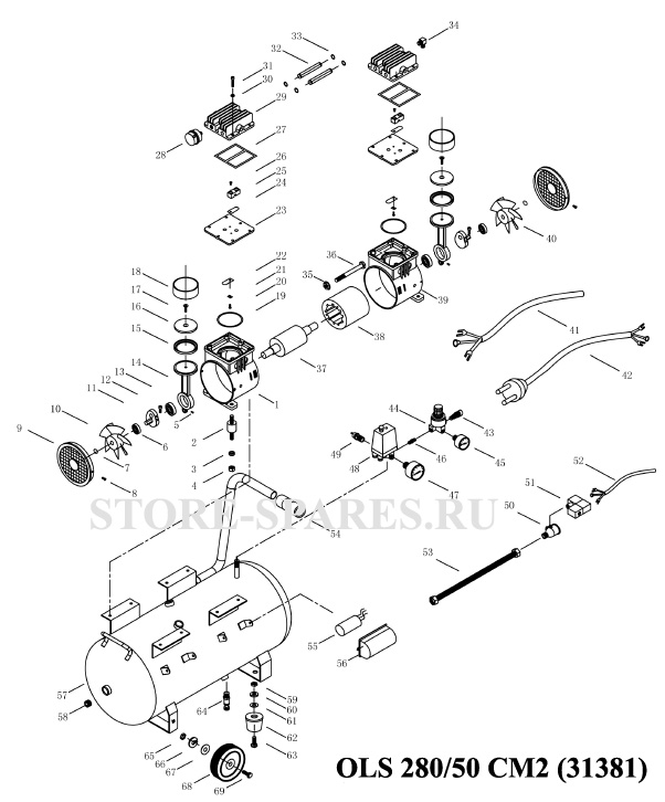 Нажмите чтобы посмотреть схему компрессора Fubag OLS 280/50 CM 2 (31381)