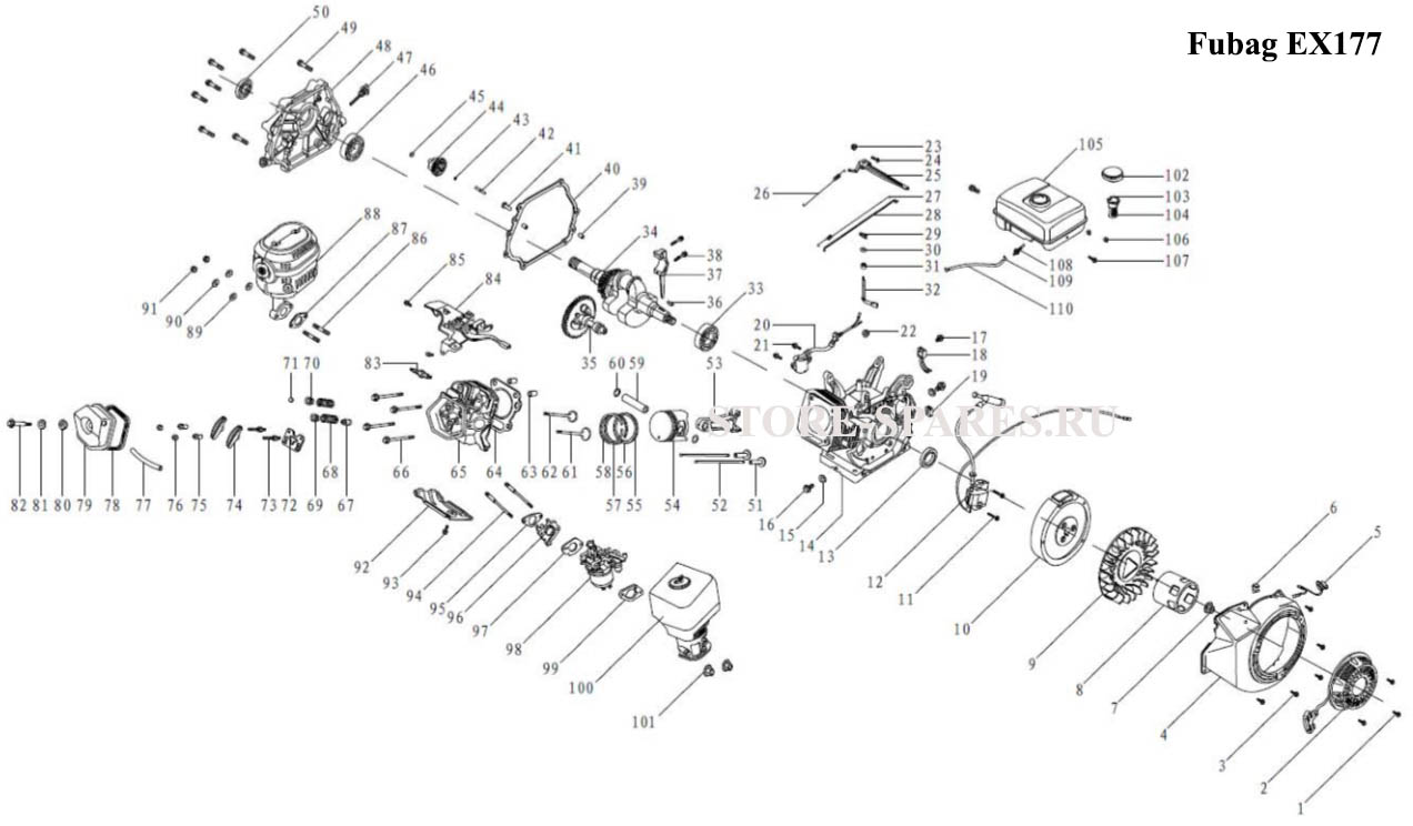 Нажмите чтобы посмотреть схему двигателя Fubag F177